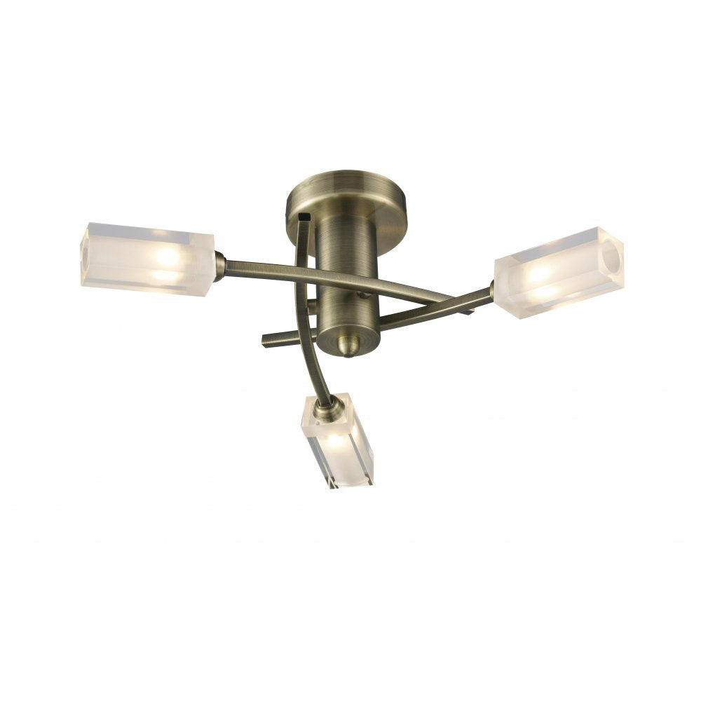 Dar MOR0375 Morgan Semi Flush Ceiling Light Antique Brass