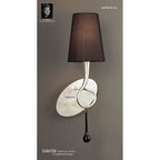 M0538 Paola Wall Lamp 1 Light E14 Silver Painted Black Shade & Black Glass Droplets