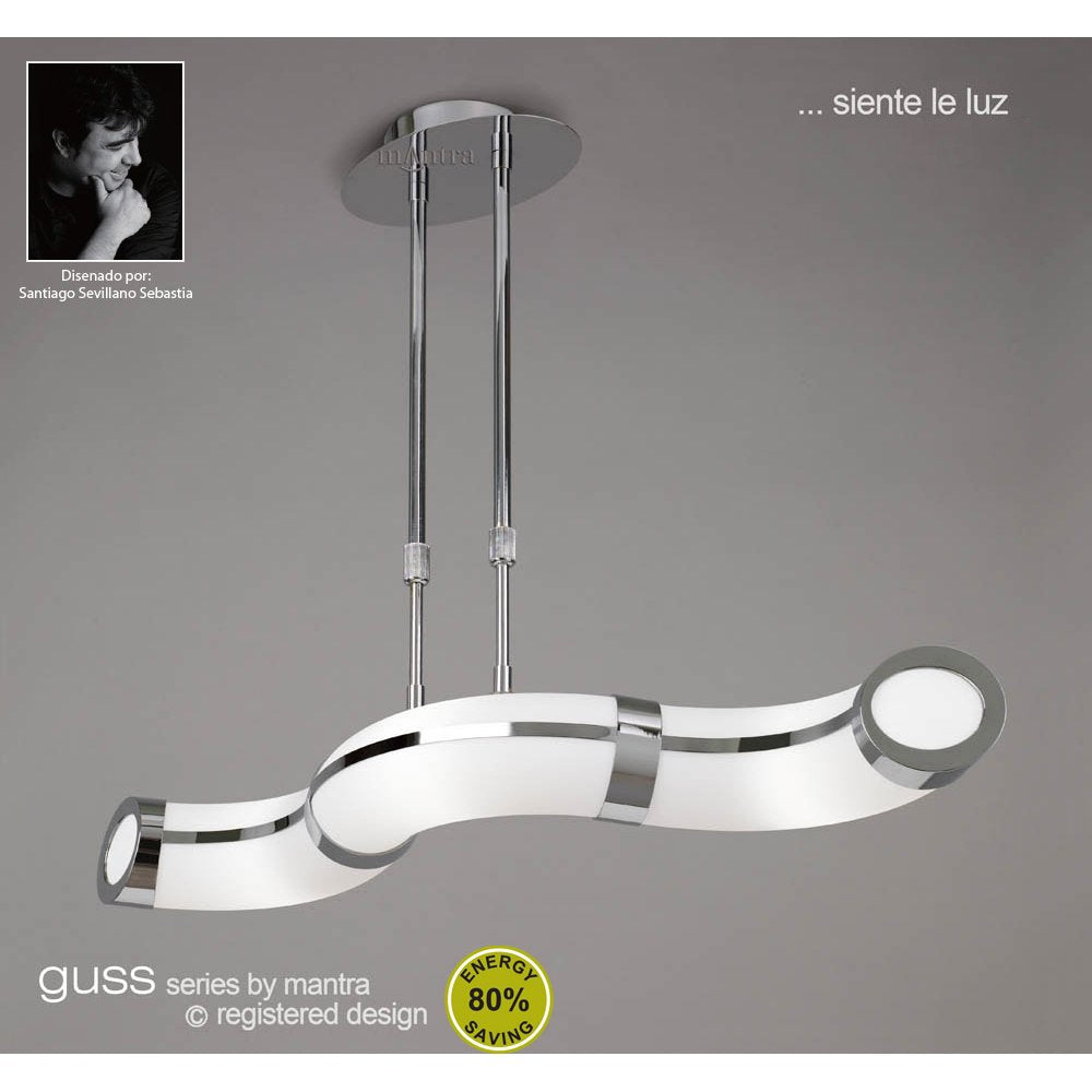 M0652 Guss Telescopic E27 3 Light E27 Bar Polished Chrome White Acrylic