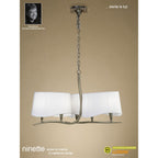 M1920 Ninette Pendant 3 Arm 6 Light E14 Antique Brass Ivory White Shades