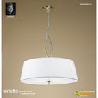 M1922 Ninette Pendant 4 Light E27 Antique Brass Ivory White Shades