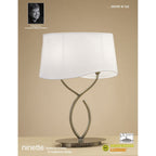 M1926 Ninette Table Lamp 2 Light E14 Large Antique Brass Ivory White Shade