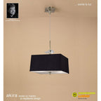 M0784AB/BS Akira Square Pendant 4 Light E27 Antique Brass/Frosted Glass Black Shade