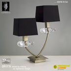 M0790AB/BS Akira Table Lamp 2 Light E14 Antique Brass Black Shades