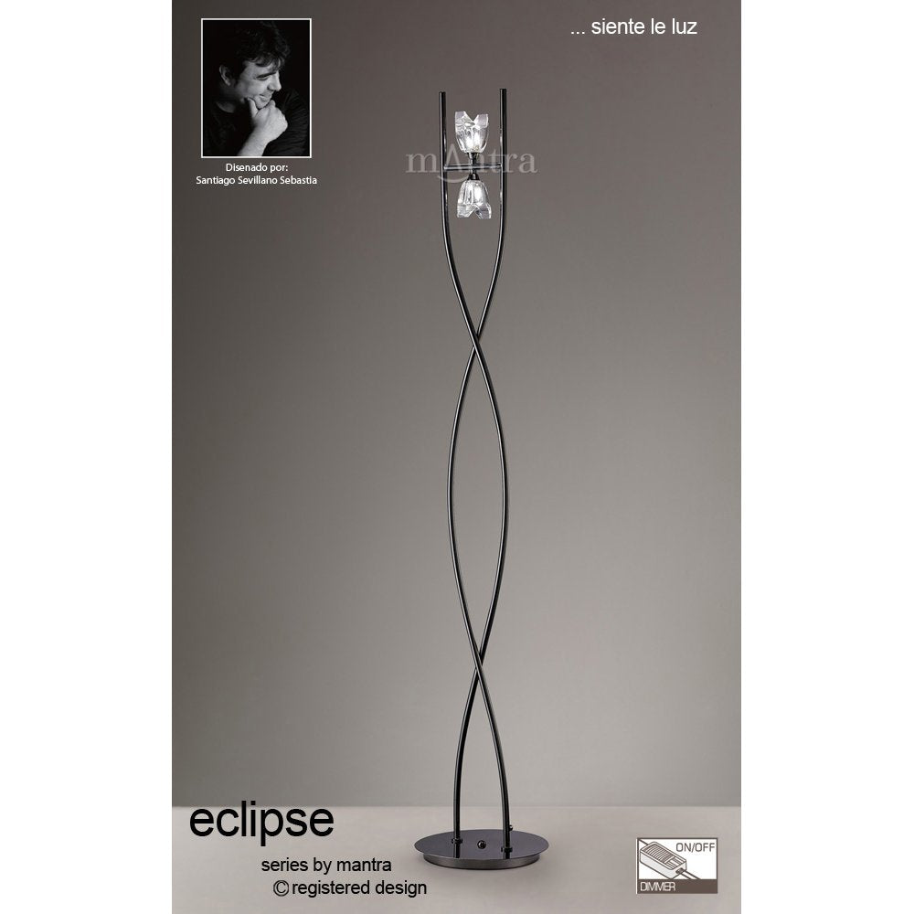 M1463BC Eclipse Floor Lamp 2 Light G9 Black Chrome