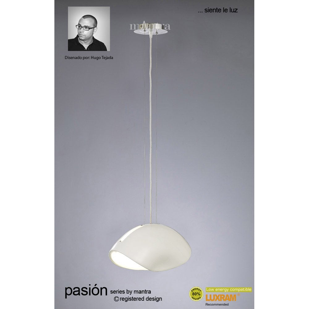 M1941 Pasion Rectangular Pendant 4 Light E27 Gloss White/White Acrylic/Polished Chrome