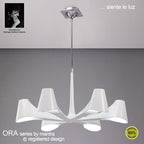 M1580 Ora Telescopic Convertible To Semi Flush 6 Light E27 Gloss White/White Acrylic/Polished Chrome