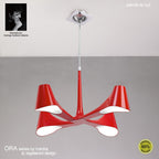 M1601 Ora Telescopic Convertible To Semi Flush 4 Light E27 Gloss Red/White Acrylic/Polished Chrome