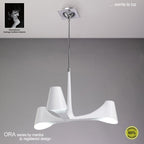 M1582 Ora Telescopic Convertible To Semi Flush 3 Light E27 Gloss White/White Acrylic/Polished Chrome