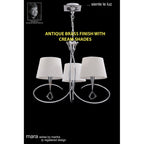 M1640AB Mara Pendant 3 Light E14 Antique Brass Ivory White Shades