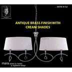 M1642AB Mara Linear Pendant 2 Arm 4 Light E14 Antique Brass Ivory White Shades