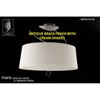 M1645AB Mara Semi Flush 4 Light E27 Round Antique Brass Ivory White Shade