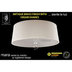 M1646AB Mara Flush Ceiling 4 Light E27 Round Antique Brass Ivory White Shade