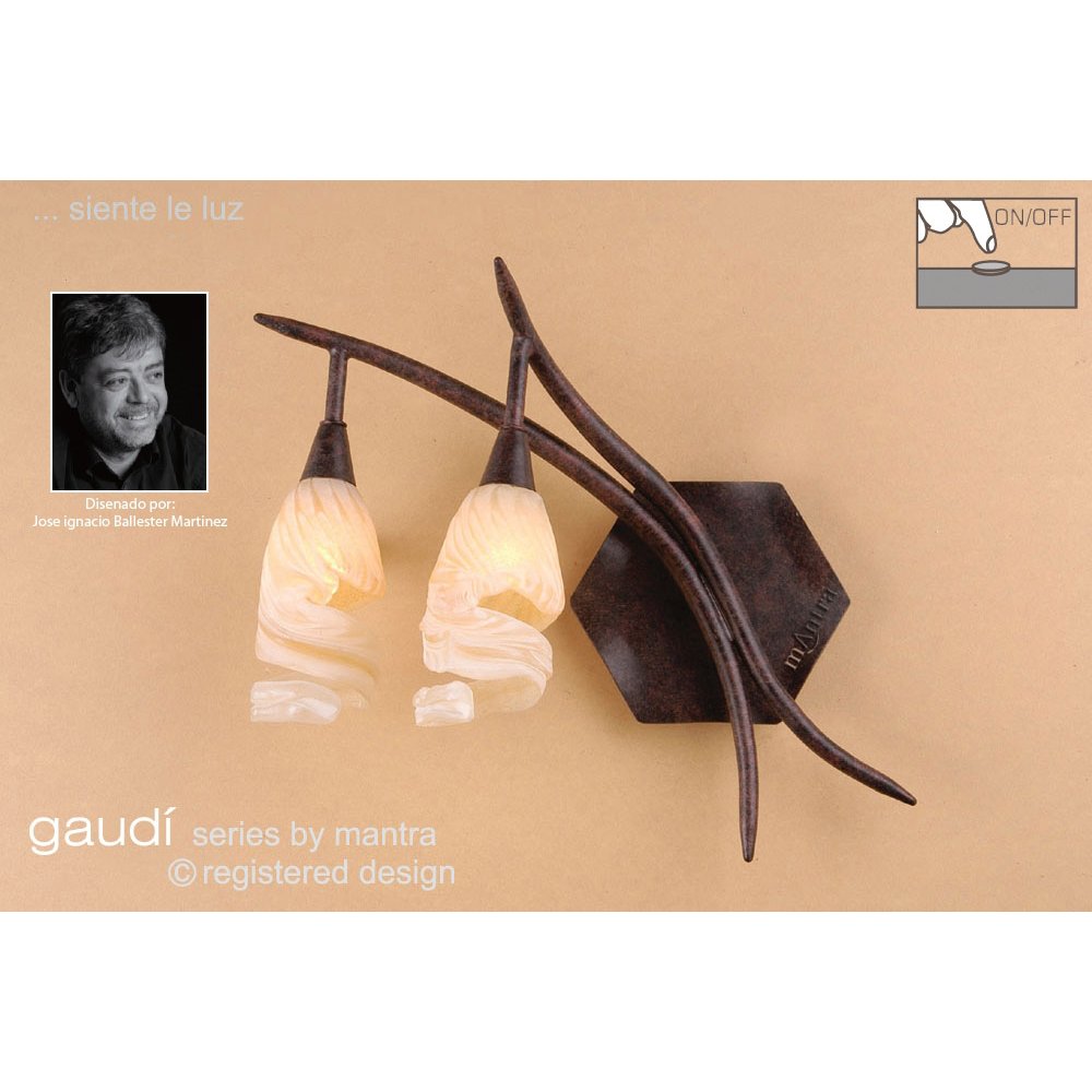 M3205/S/L Gaudi Wall Lamp Left Switched 2 Light G9 Brown/Black Oxide