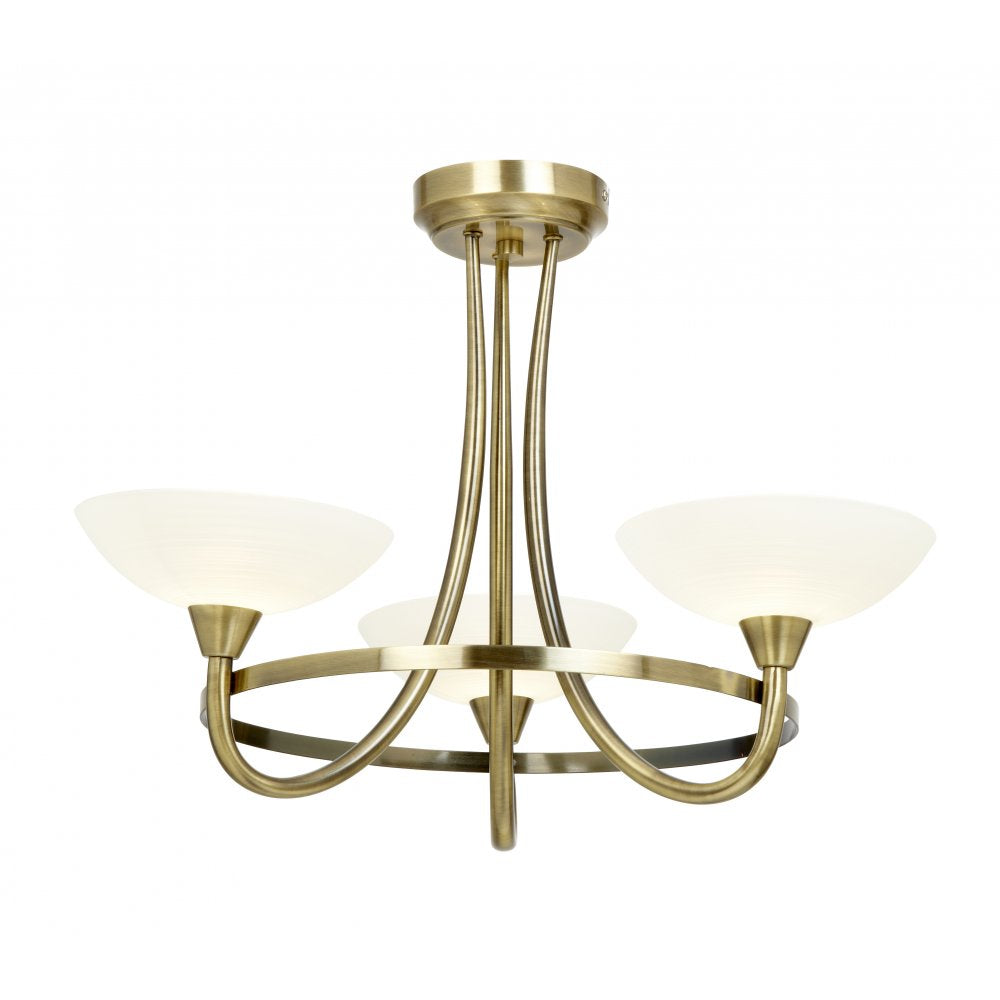 CAGNEY-3AB 3 Light Ceiling Fitting Antique Brass