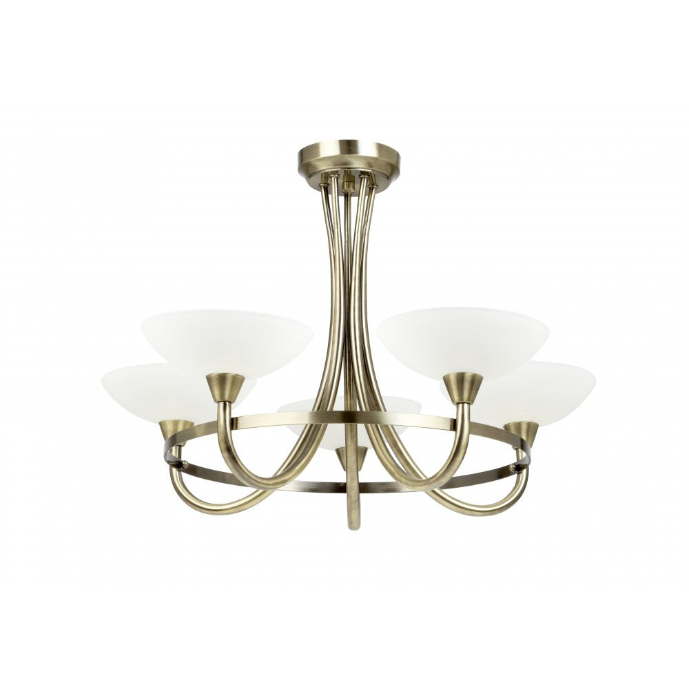 CAGNEY-5AB 5 Light Ceiling Fitting Antique Brass