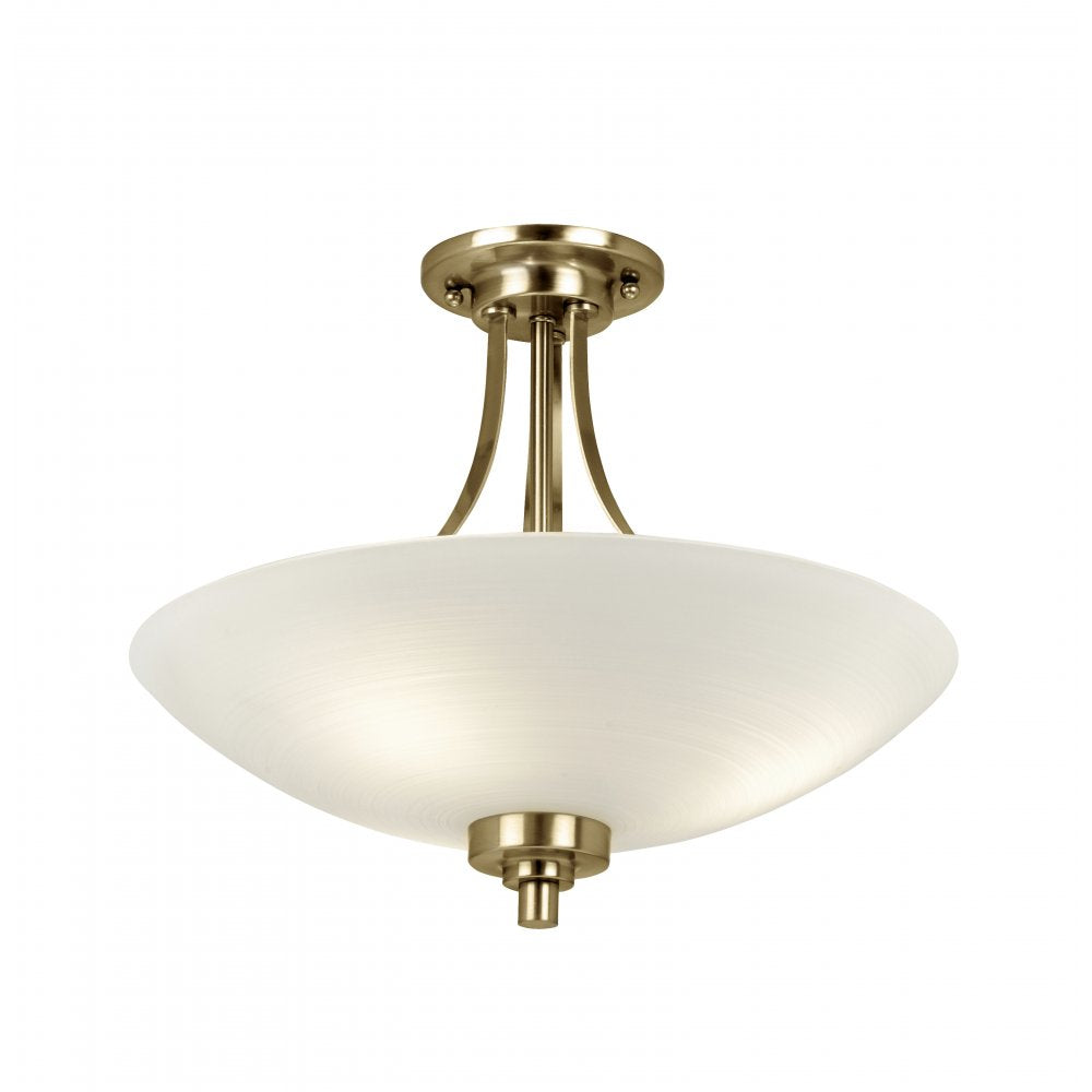 WELLES-3AB 3 Light Semi Flush Fitting Antique Brass