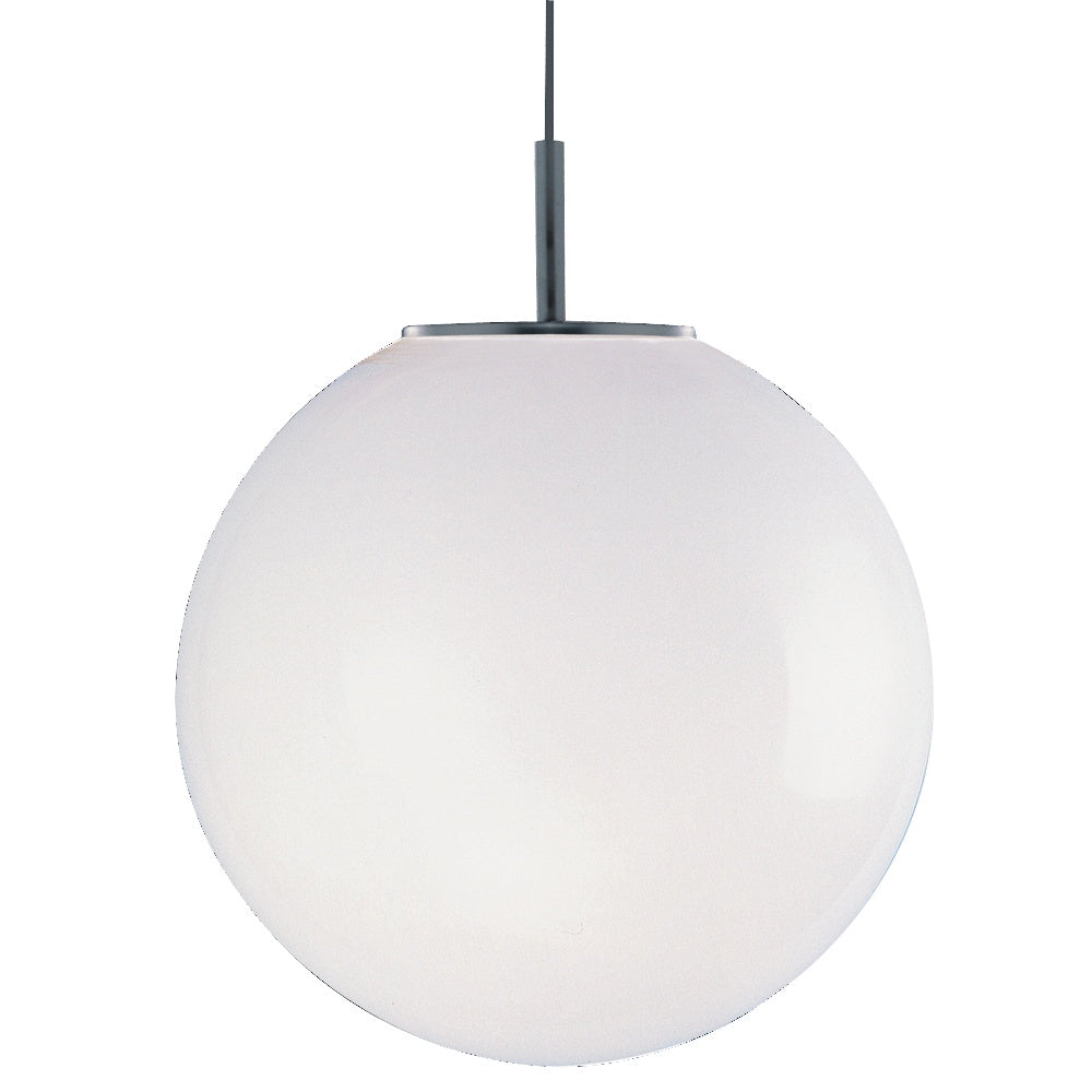 Atom - 1 Light Pendant (dia 25cm) Satin Silver Opal Glass