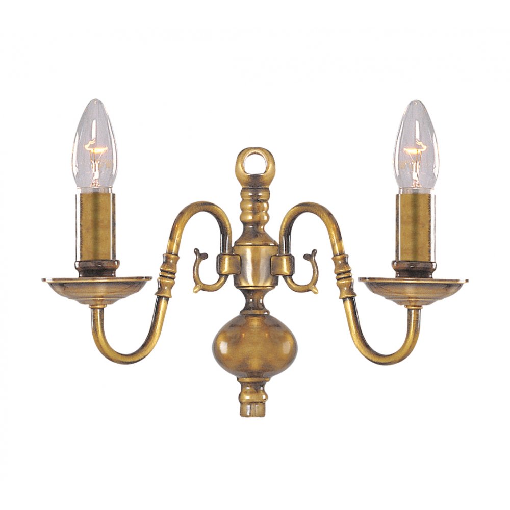 1019-2AB Flemish - 2 Light Wall Bracket Antique Brass