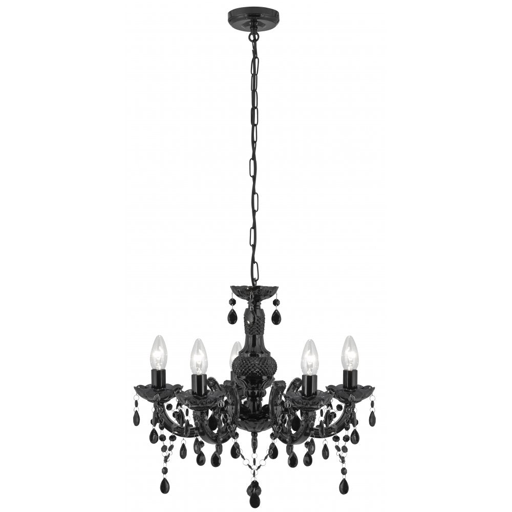 1455-5BK Marie Therese - 5 Light Ceiling Black Glass/acrylic