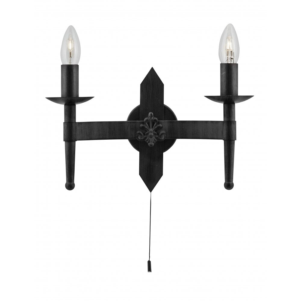 2422-2BK Cartwheel - 2 Light Wall Bracket Wrought Iron Black