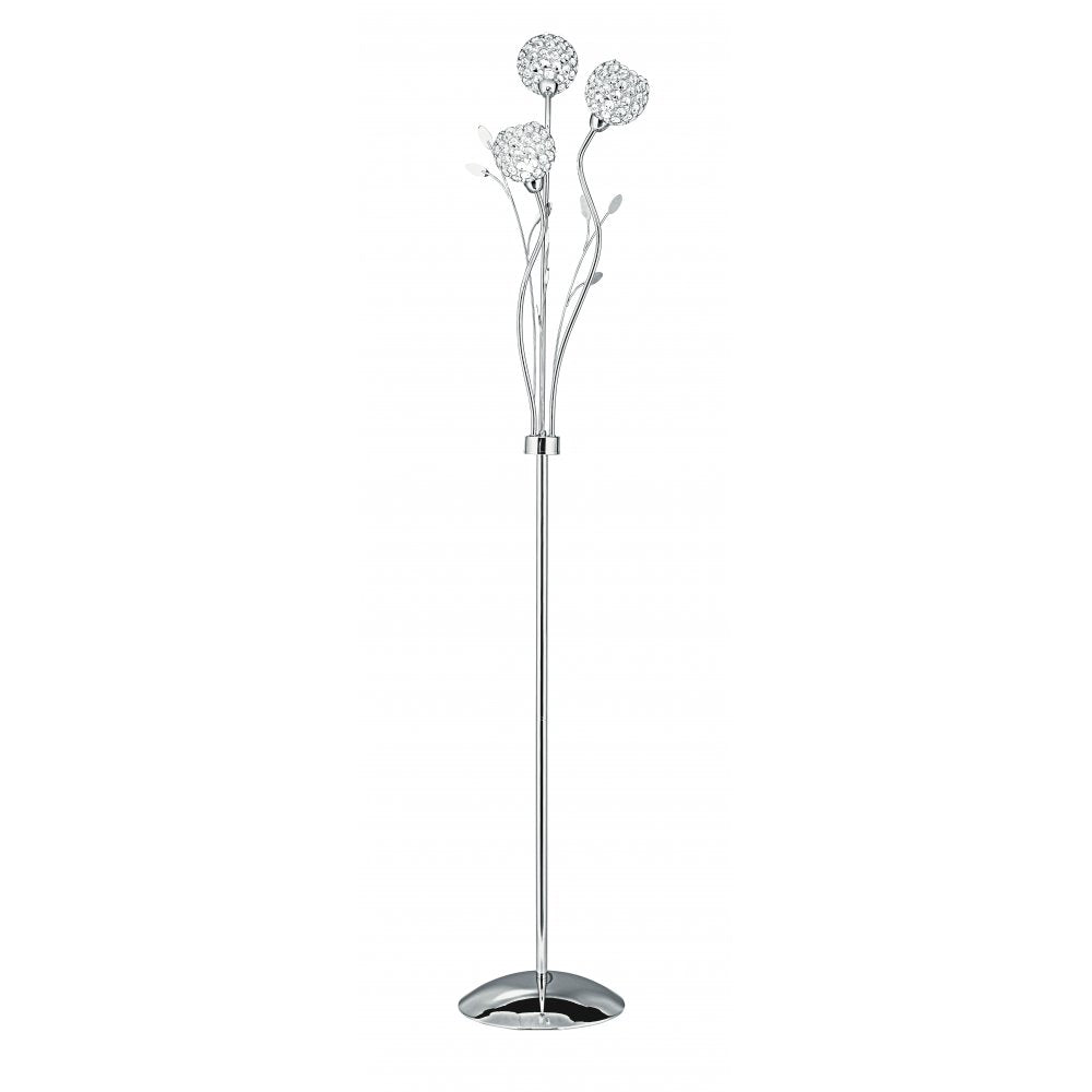 3573CC Bellis Ii - 3 Light Floor Lamp Chrome Clear Glass Deco Shades