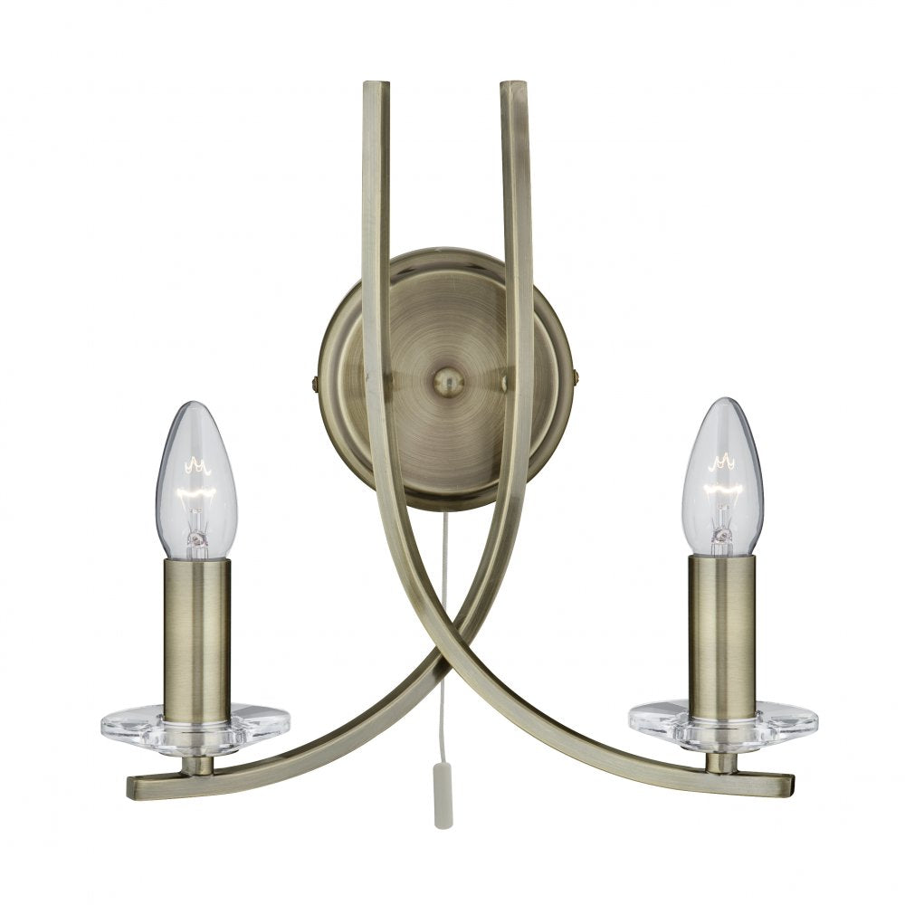 4162-2AB Ascona - 2 Light Wall Bracket Antique Brass Twist Frame With Clear Glass Sconces