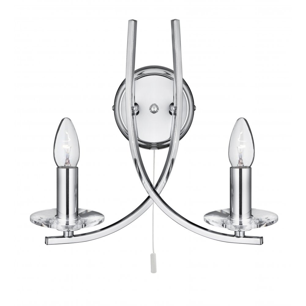 4162-2CC Ascona - 2 Light Wall Bracket Chrome Twist Frame With Clear Glass Sconces