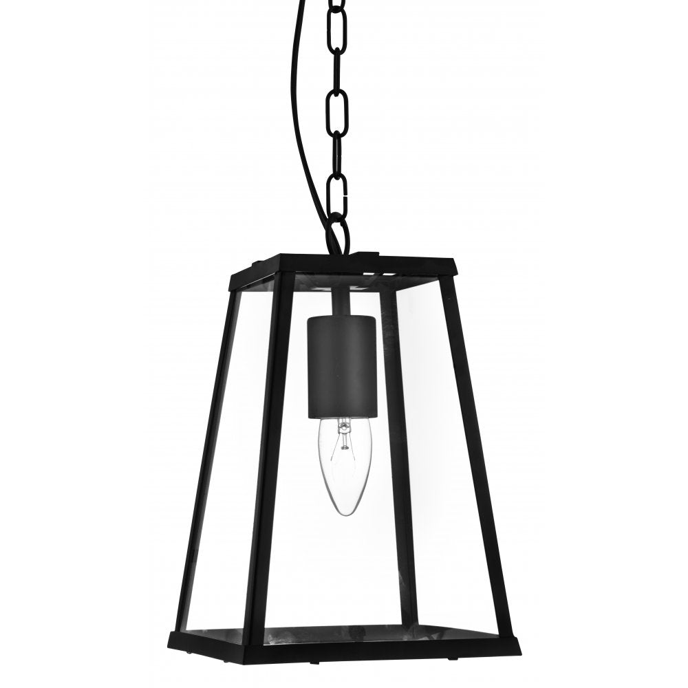 4614BK Voyager 1 Light Lantern Tapered Black With Clear Glass