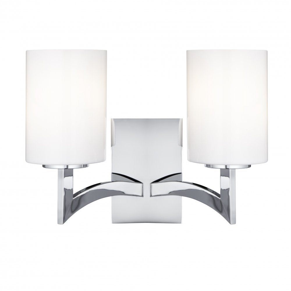 4992-2CC Gina 2 Light Chrome Wall With Opal White Glass Cylinder Shades