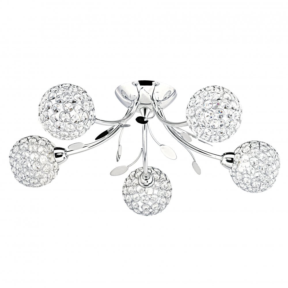 6575-5CC Bellis Ii - 5 Light Ceiling Semi-flush Chrome Clear Glass Deco Shade