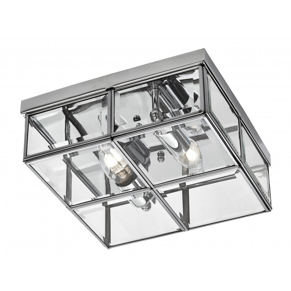 6769-26CC Flush - 2 Light Flush Box Chrome With Clear Bevelled Glass Panels