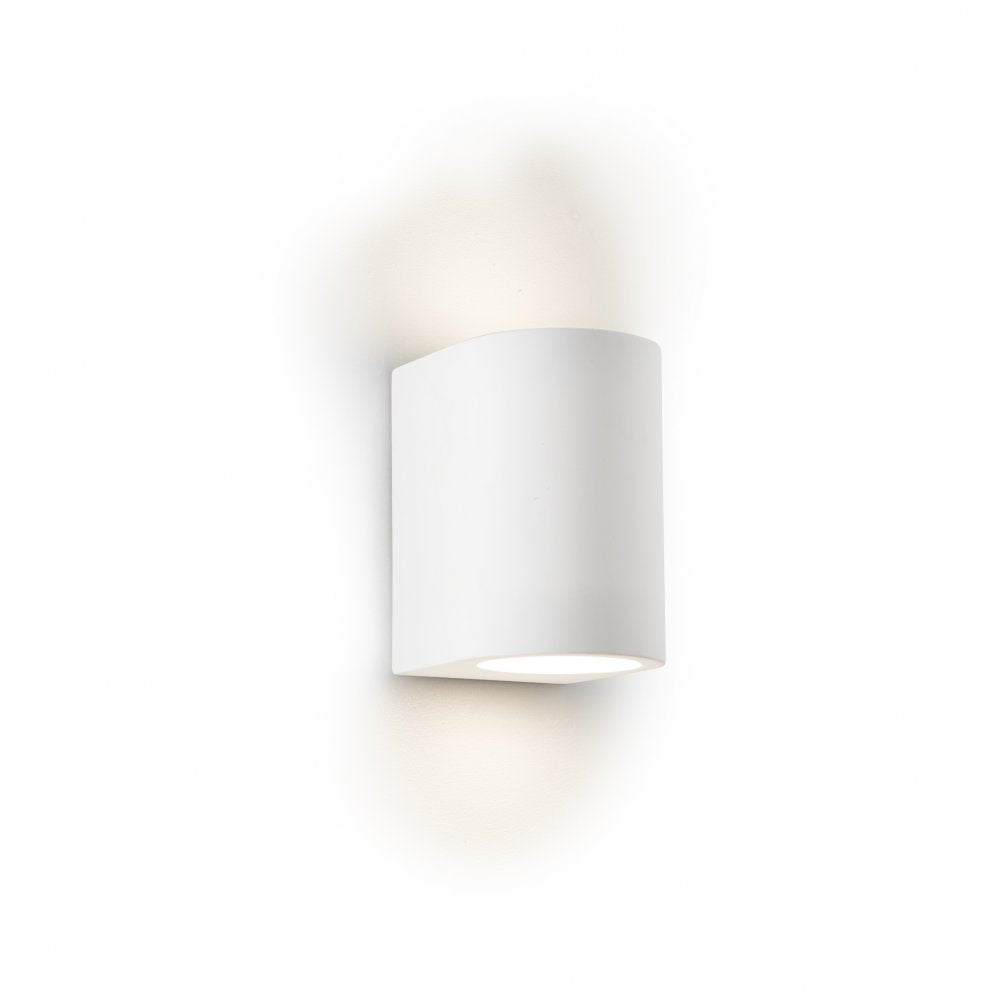 8436 Gypsum G9 White Curved Cylinder Plaster Wall Light