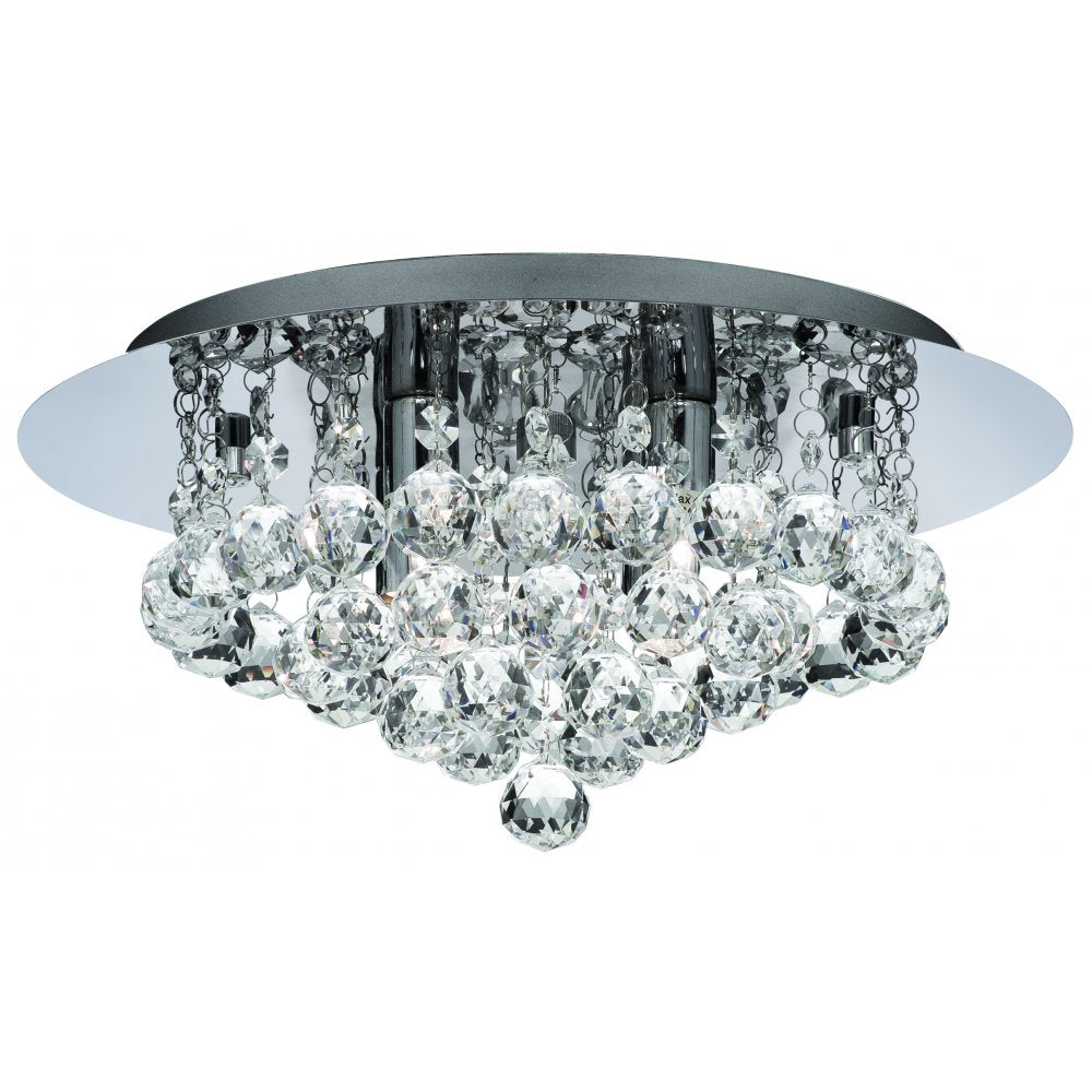 3404-4CC Hanna 4 Light Chrome Flush Clear Crystal Balls