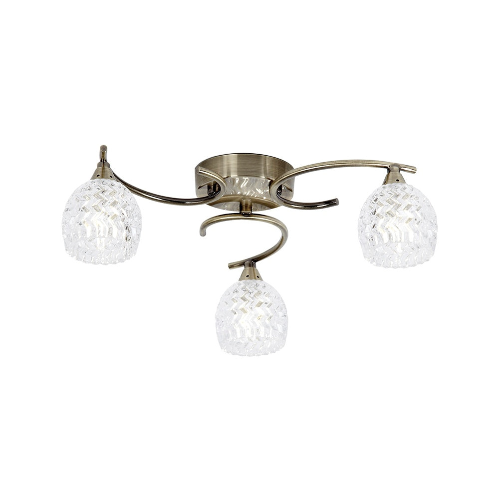 BOYER-3AB 3 Light Ceiling Fitting With Antique Brass Finish