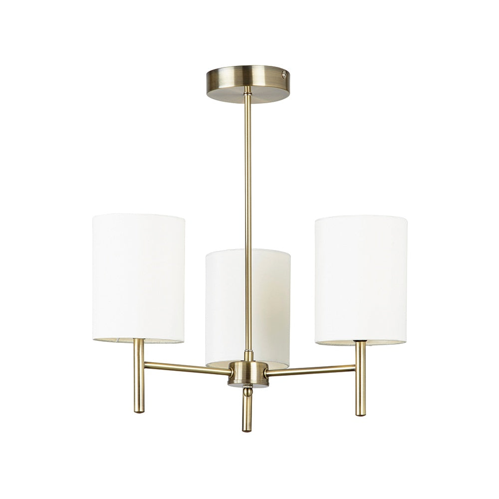 3 Light Ceiling Fitting In Antique Brass