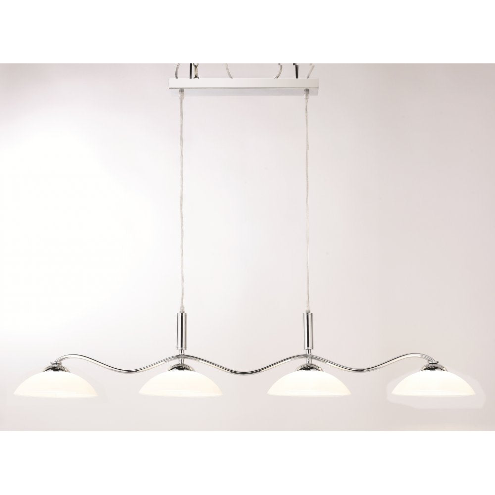 6184-4CC Bar Light Pendant 4 Light Chrome Frosted Glass Shades