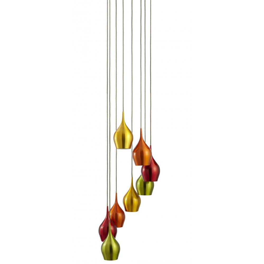 6468-8 Vibrant 8 Light Multi-drop Coloured (red Green Gold Copper) Shades