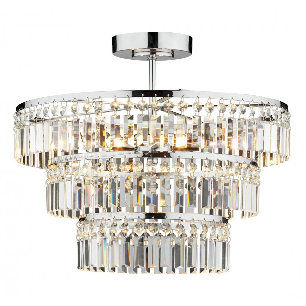 Dar ROW5450 Rowena 3 Tier Semi-flush Polished Chrome
