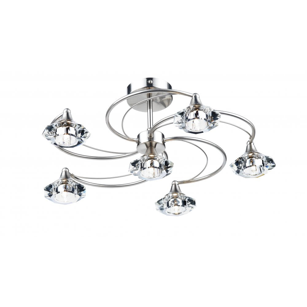 Dar LUT0646 Luther 6 Light Semi Flush (S)