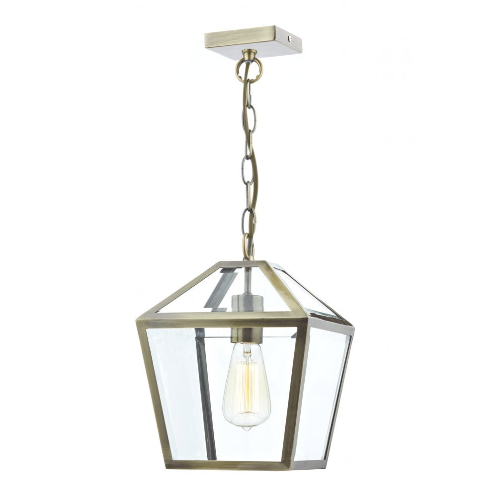Dar CHU0175 Churchill 1 Light Pendant Antique Brass
