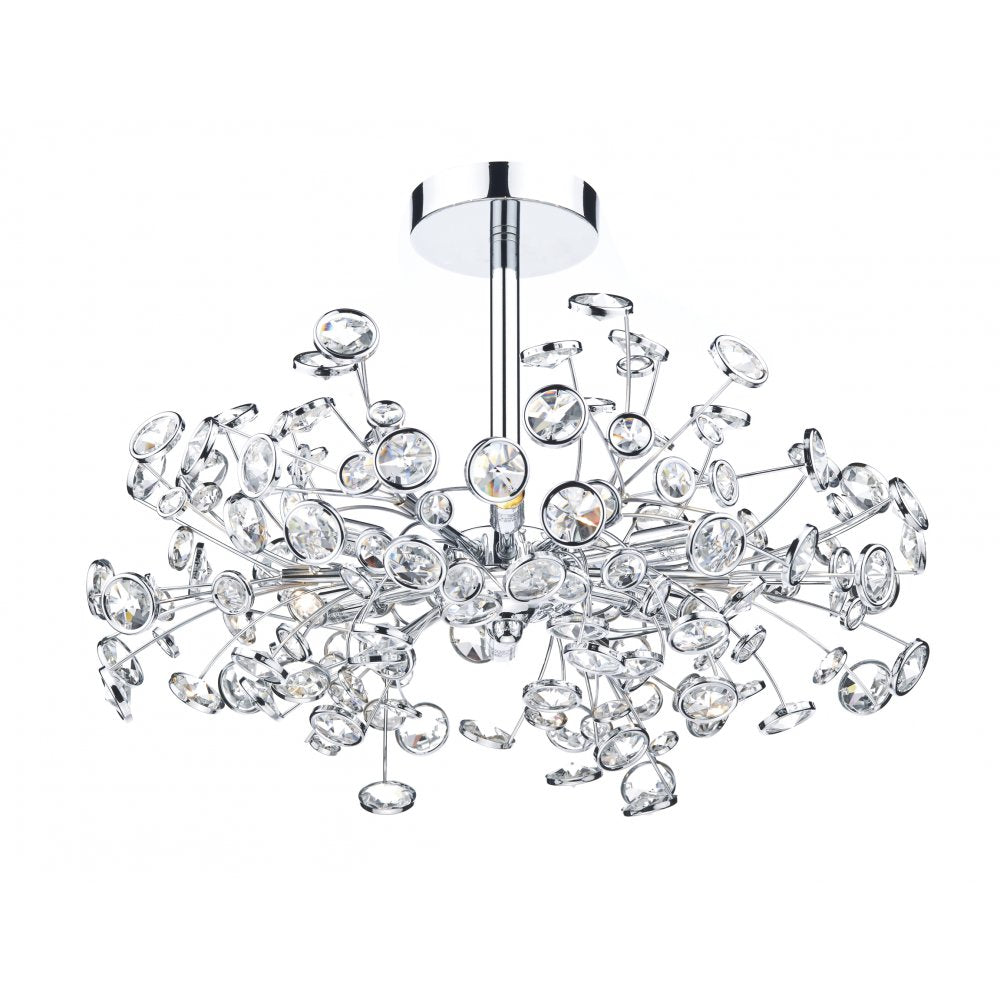 Dar OBE0650 Oberoi 6 Light Semi Flush Polished Chrome