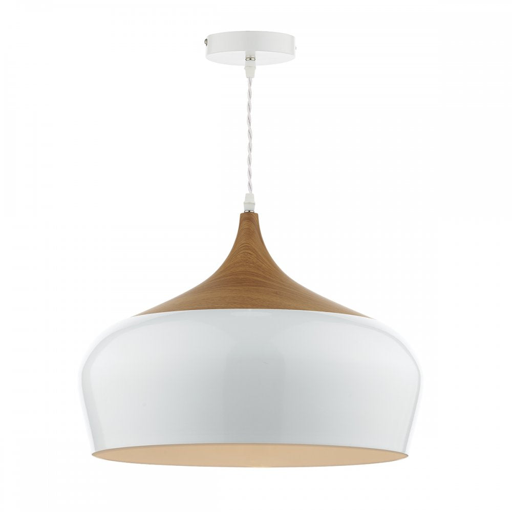 Dar GAU8602 Gaucho 1 Light Pendant White Large (S)