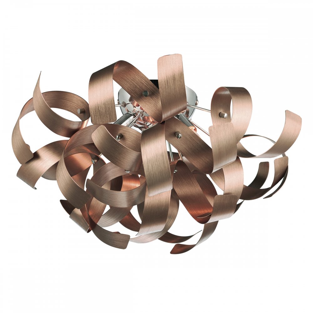 Dar RAW0464 Rawley 4 Light Ribbon Flush Satin Copper