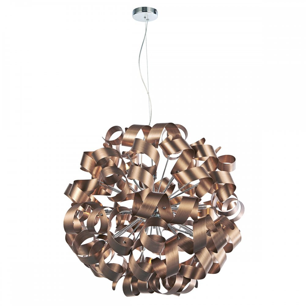 Dar RAW1264 Rawley 12 Light Ribbon Pendant Satin Copper