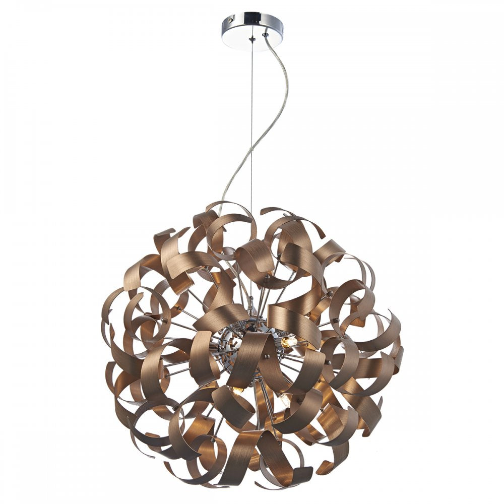 Dar RAW1364 Rawley 9 Light Ribbon Pendant Satin Copper