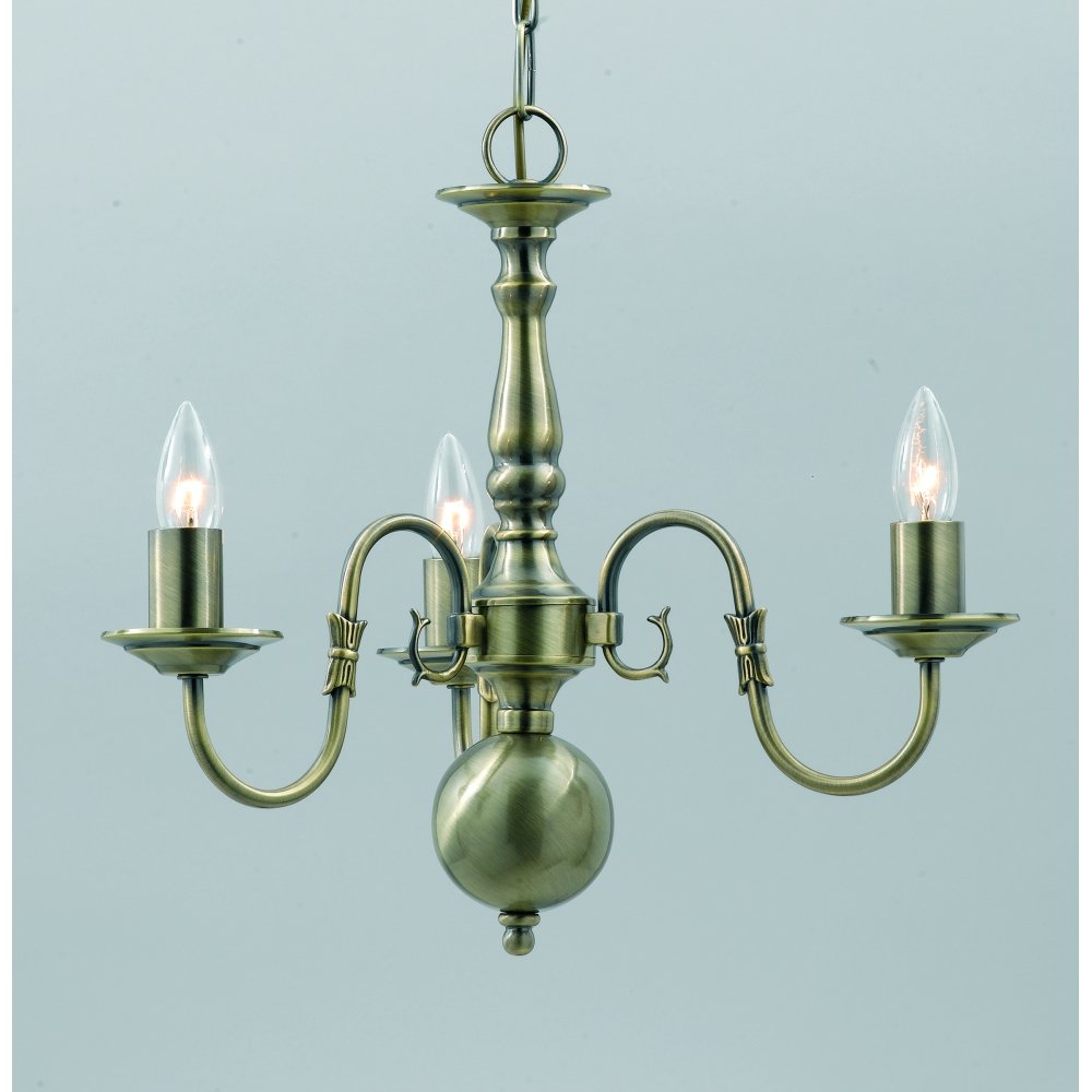 BF00350/03/AB Flemish Chandelier Antique Brass