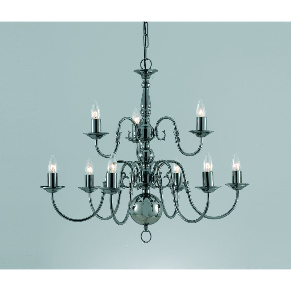 BF00350/6+3/GM Flemish Chandelier Gun Metal