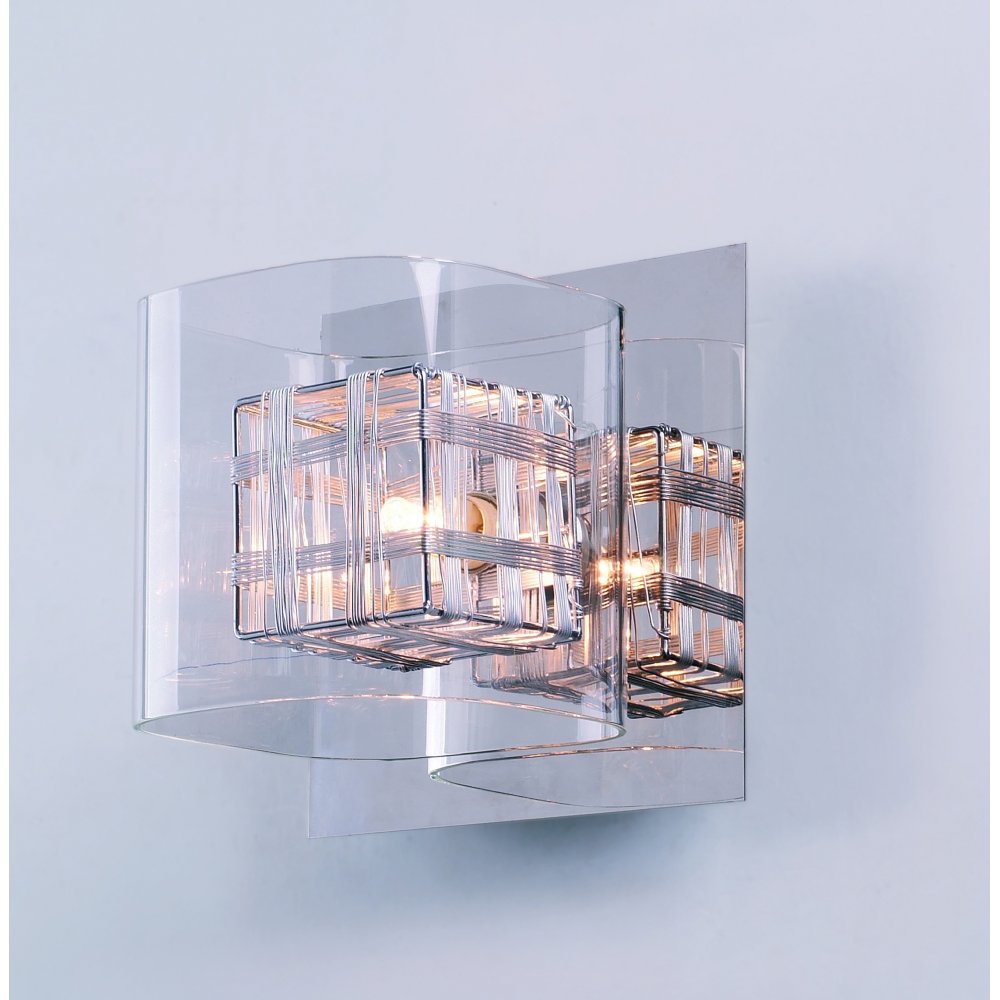 PGH01515/01/WB/CH Avignon Glass/weaved Wire Cube
