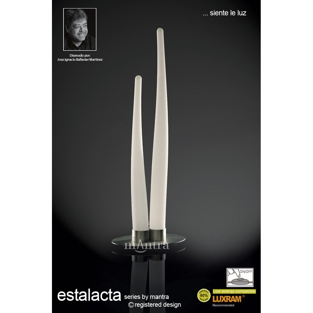 M1681 Estalacta Table Lamp 2 Light Indoor Silver/Opal White